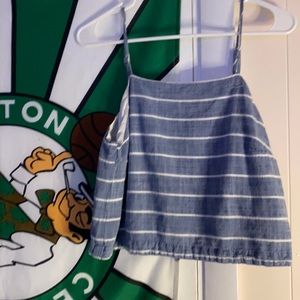 blue and white crop top